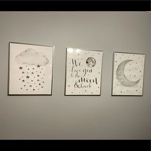 "Love You To The Moon & Back" Set for Nursery! Stainless Steel Frames Included